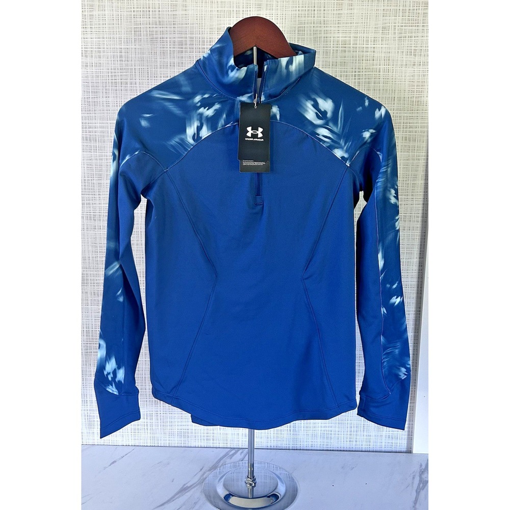 Under Armour Golf Pullover Women's XS XSmall Blue Turquoise Print 1/4 Zip BxU&FF
